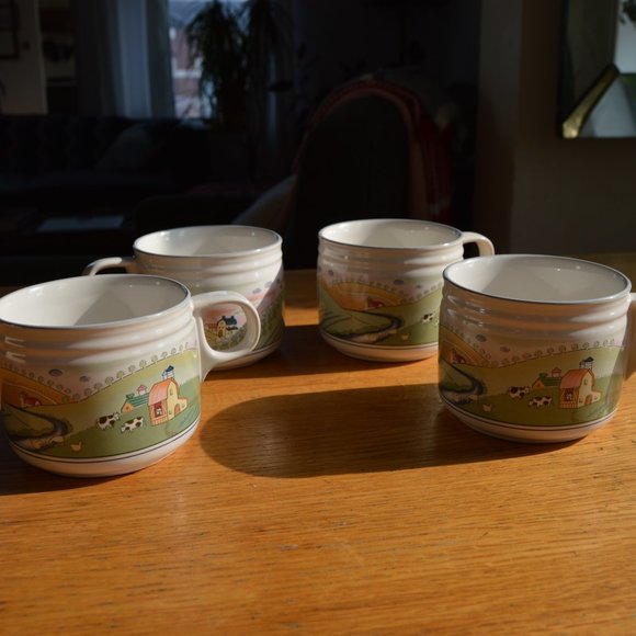 Vintage 1990s Set of 4 Studio Nova Homecoming Flat Cups Height: 2 3/4 in Y2315 - Picture 2 of 7